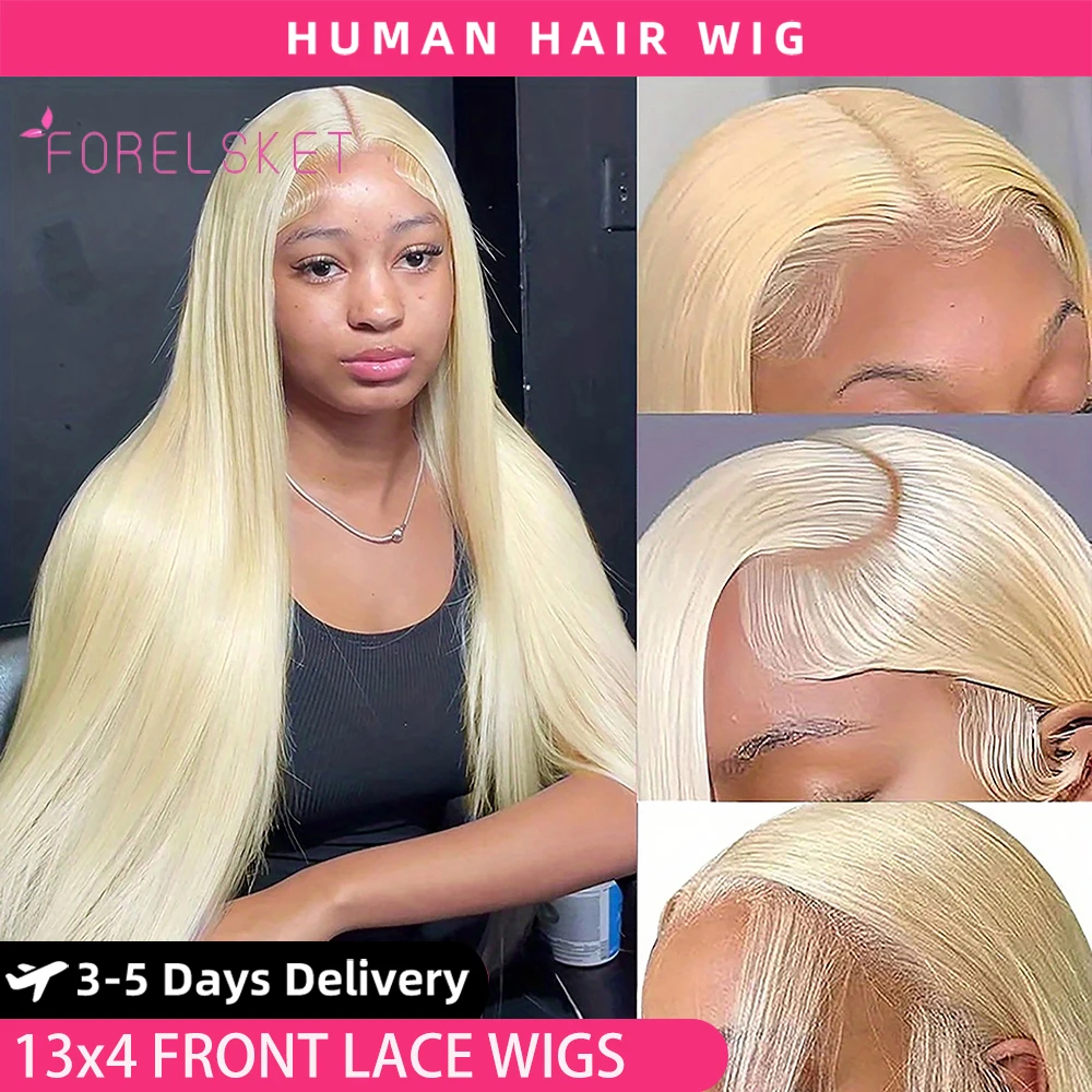 

613 13x4 Lace Front Wig Human Hair Blonde Transparent Lace Front Wig Human Hair 180%Density Blonde Wig Straight Lace Frontal Wig