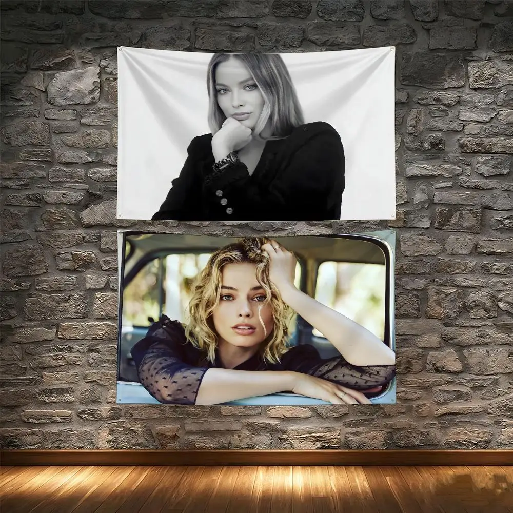 superstar M-Margot Robbie Flags Tapestry Creative Pattern Photo Living Room Wall Art Party Outdoor Decor
