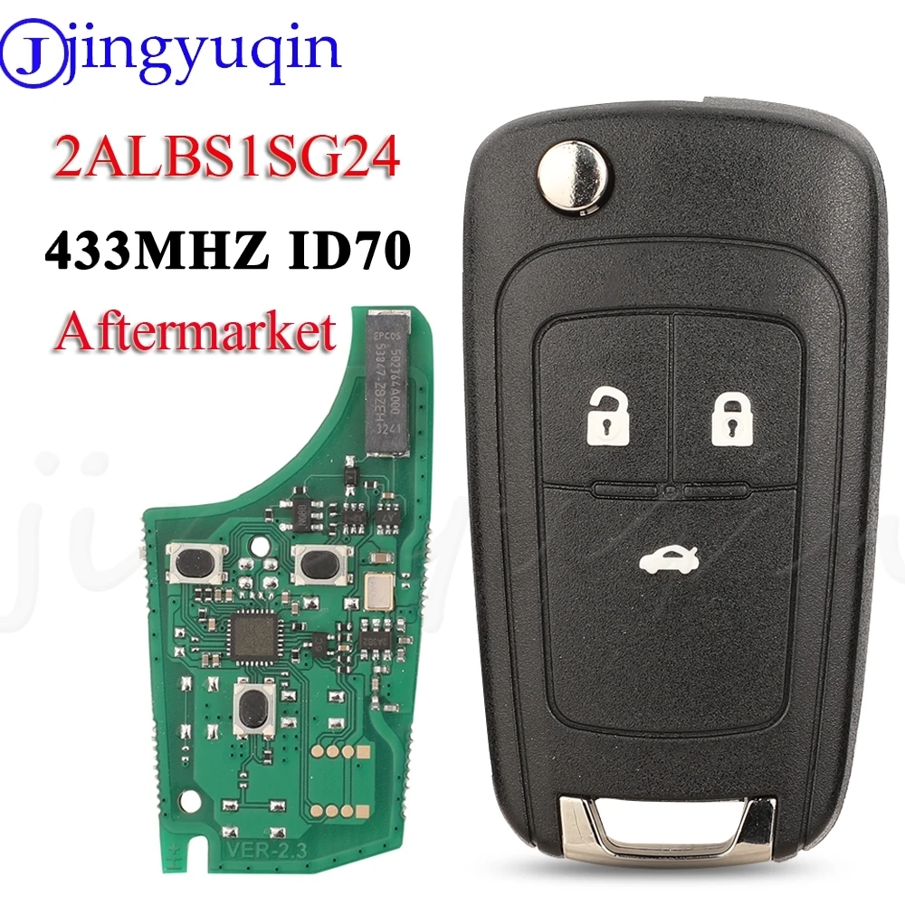 

jingyuqin 433MHz ID70 2ALBS1SG24 Car Remote Flip Key For Chevrolet Aveo Cavalier 2019 2020 Auto Key Replacement Full Control