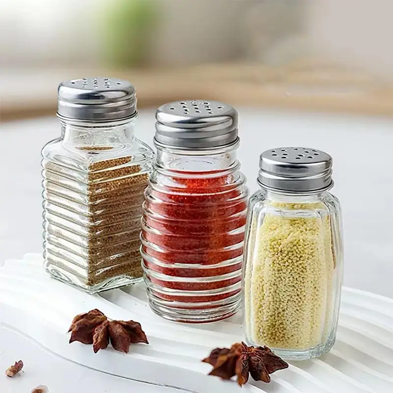 Kitchen Clear Glass Spice Bottle Barbecue Seasoning Bottle With Lid Salt Pepper Shaker Pepper Shaker Mini Seasoning Jar Set - view 3