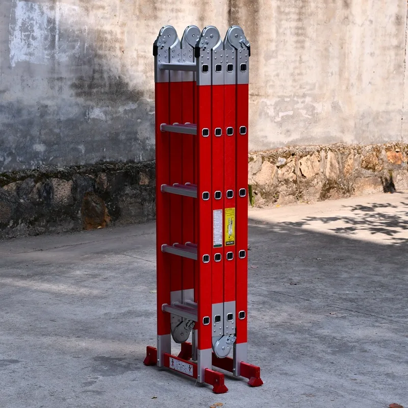 Durable modern telescopic ladder, multifunctional herringbone , fiberglass ladder, 4x3 foldable