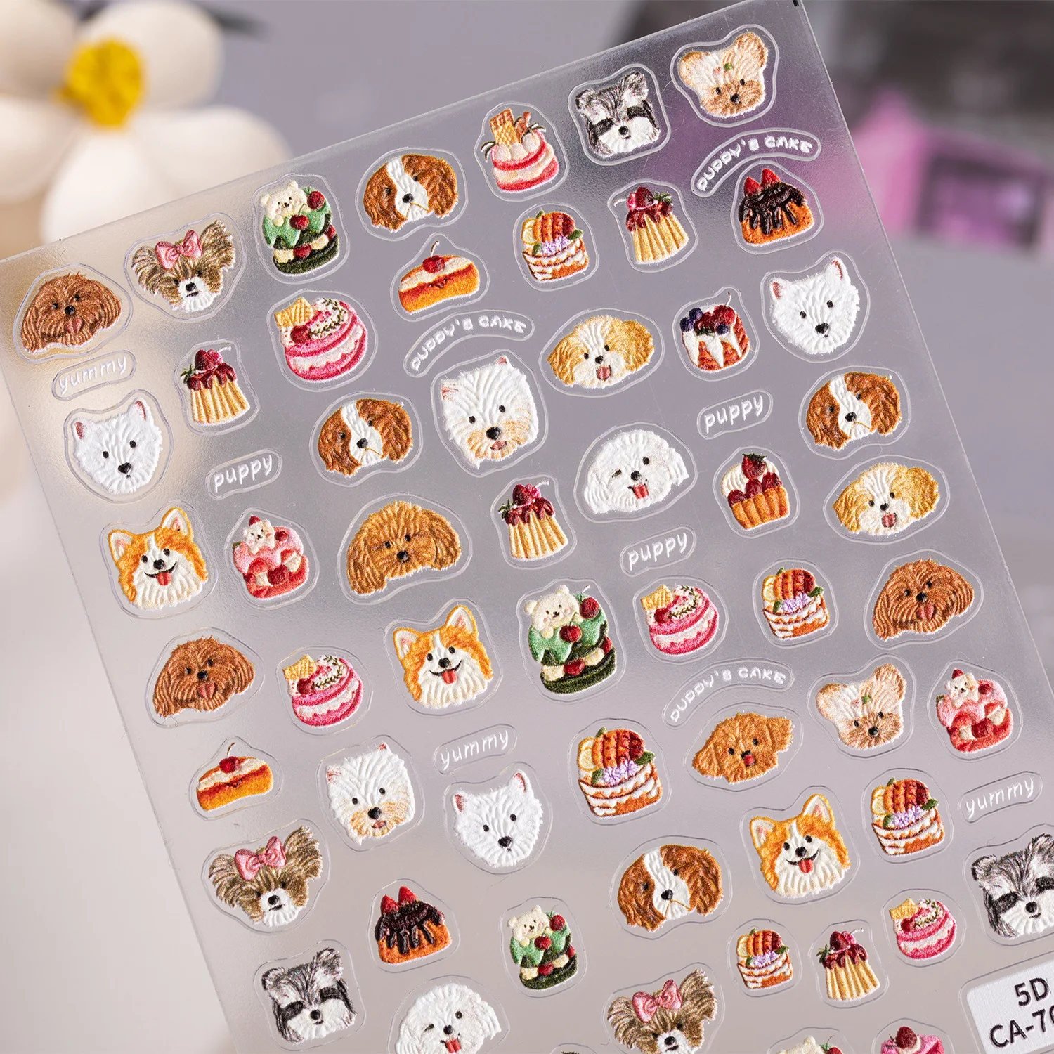 

Lovely Cartoon Puppy 5D Embossed Reliefs Self Adhesive Nail Art Stickers Cute 3D Manicure Decals Stickers Nail Art Decoration