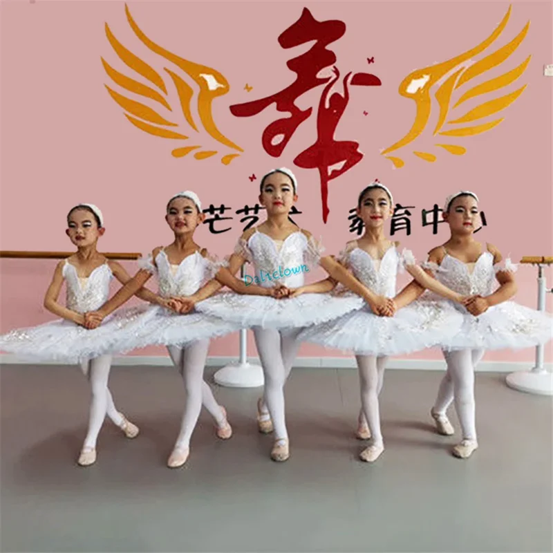 Adult Kids Classic Professional Ballet Tutu White Swan Lake Pancake Tutu Ballerina Party Dance Costumes Ballet Dress Girls Women