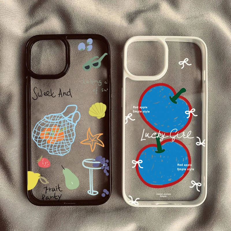 Trendy Fruit Party Beach Pattern Phone Case for iPhone 18 Pro 17 16 15 14 13 12 11 Pro Max 16E Air X XR XS 7 8 Plus Clear Cover
