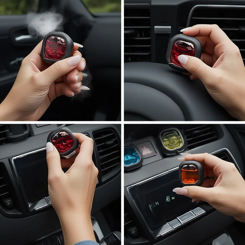 Ambientador de coche de larga duración, Clip de ventilación, aceite esencial, eliminador de olores perfumados, fragancia sin Alcohol de 0,14 oz para olor fresco del coche