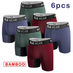 6 pcs Bamboo Men Underwear Boxers Breathable Mens Boxershorts Men's Panties Underpants Plus Size Fashion Boxers Briefs Trunks