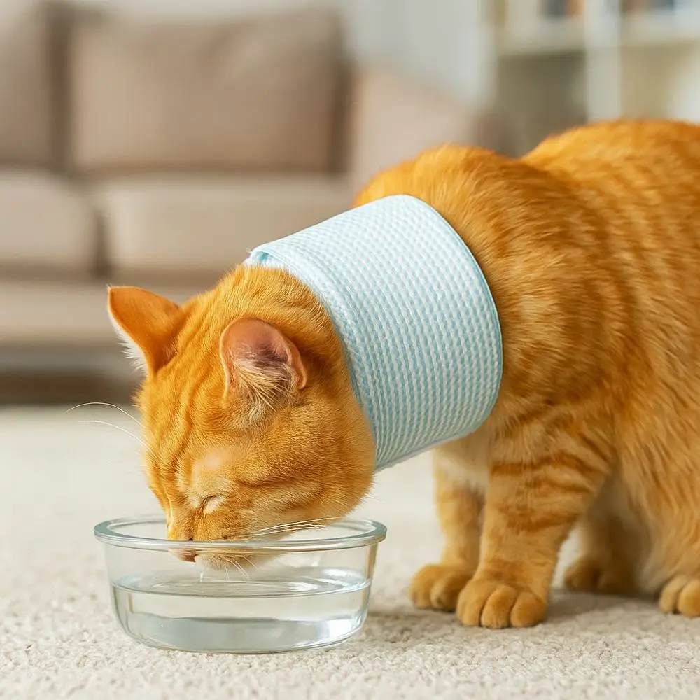 メッシュ猫用回復カラー ソフト調整可能ペット用舐め防止カラー 快適で通気性のある犬用ネックサポートカラー グルーミング用