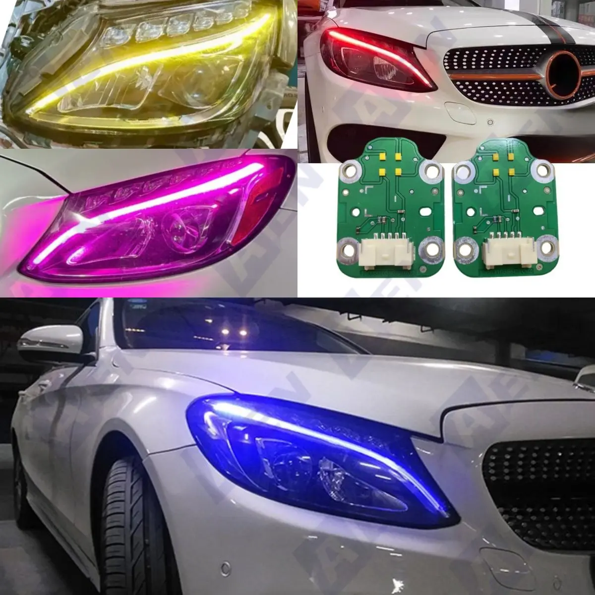 

Обновление светодиодных плат DRL для Mercedes W205 C Class W156 GLA W217 S Coupon RGB Модуль дневных ходовых огней A2059060601