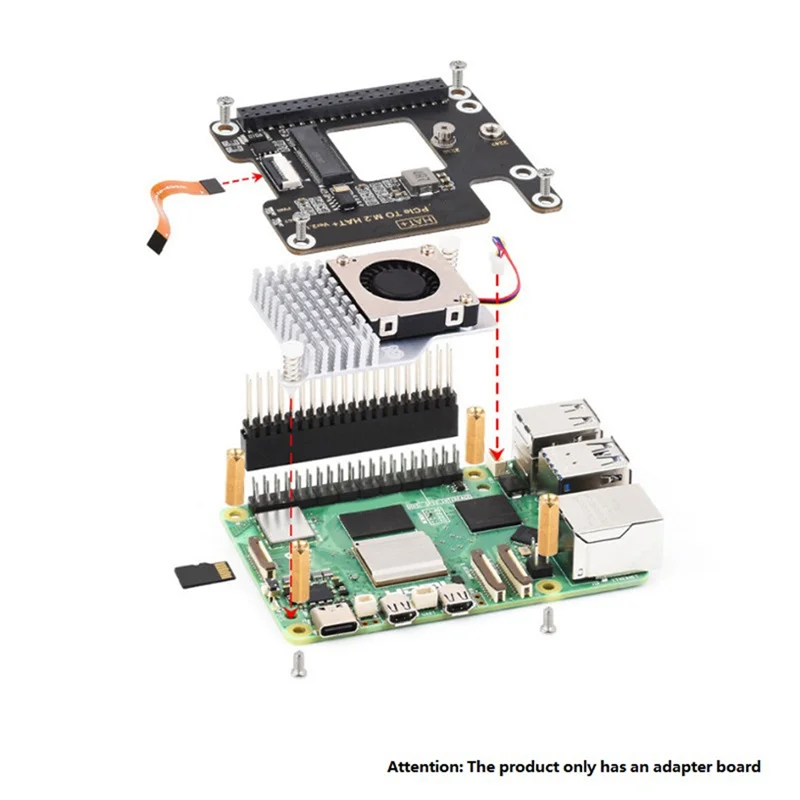 

Адаптер Pcie-M.2 для Raspberry Pi 5, поддерживает твердотельный накопитель M.2 с протоколом Nvme