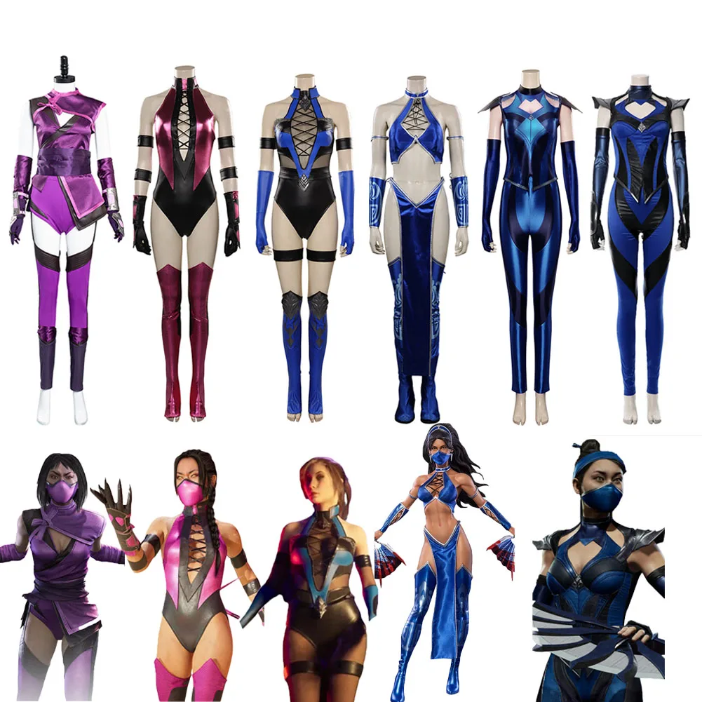 

Mortal cos Kombat Mileena Kitana Cosplay Costume Jumpsuit Outfits Adult Female Girls Fantasia Halloween Carnival Disguise Suit