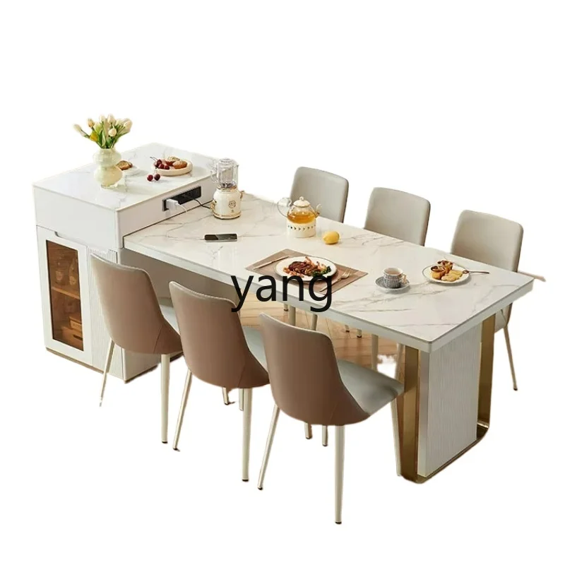 

LTT rock slab dining table and chairs household island dining table integrated simple advanced sense retractable dining table