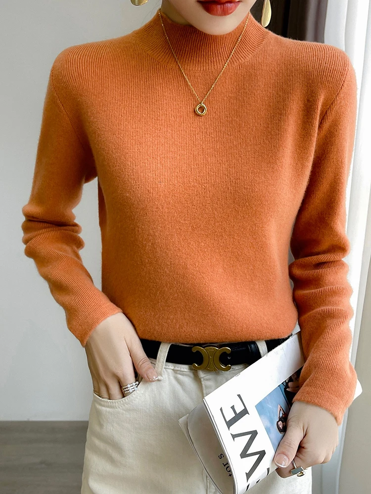 Women's Half Turtleneck Sweater Fall and Winter Inner Wear Bottoming Shirt Slim-Fit Figure Flattering Sweater New Versatile Top