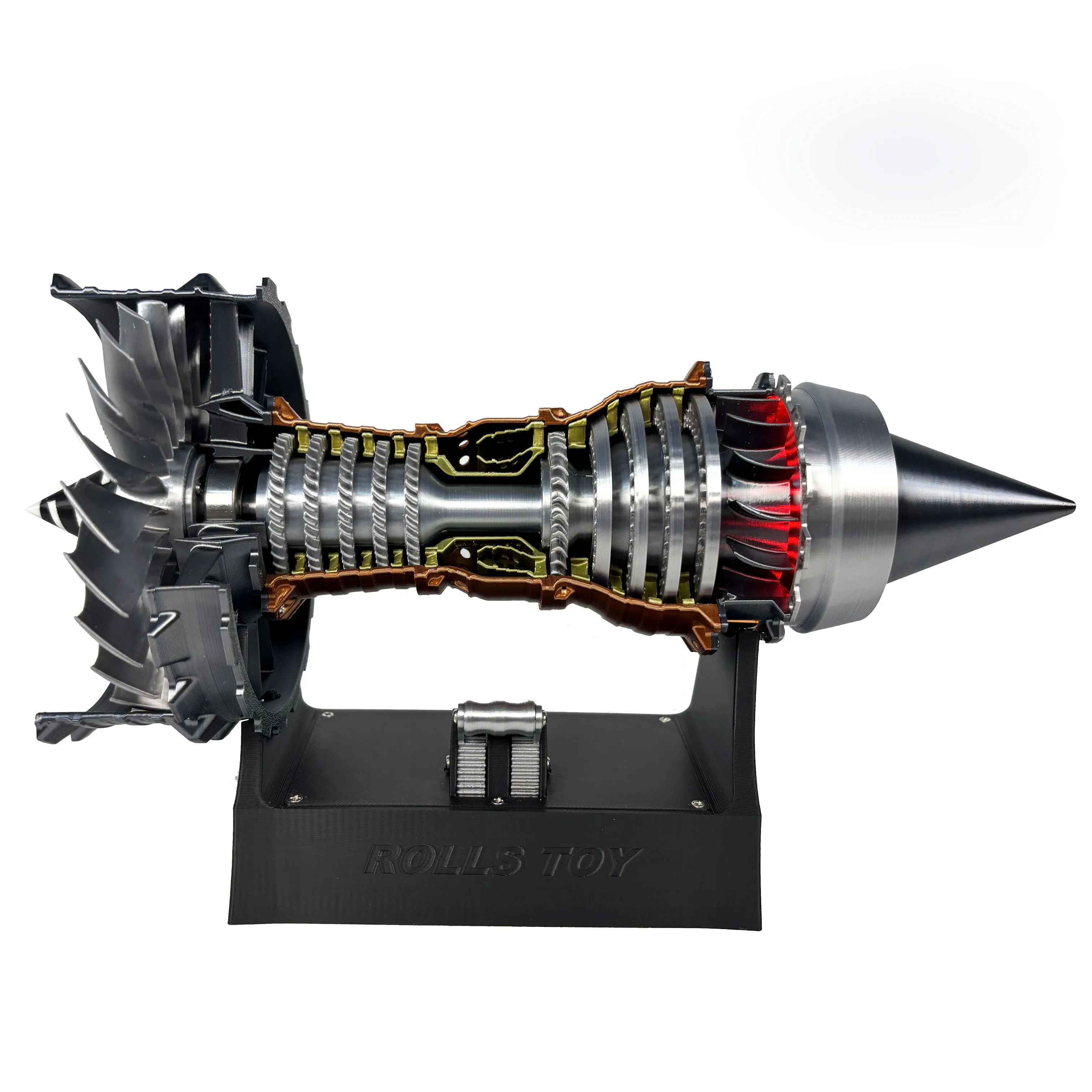 Tr-900 High-Precision 3D Printed Aerospace Engine Model - 28cm, PLA Material, Adjustable Speed, Cool Lighting, Type-C Charging