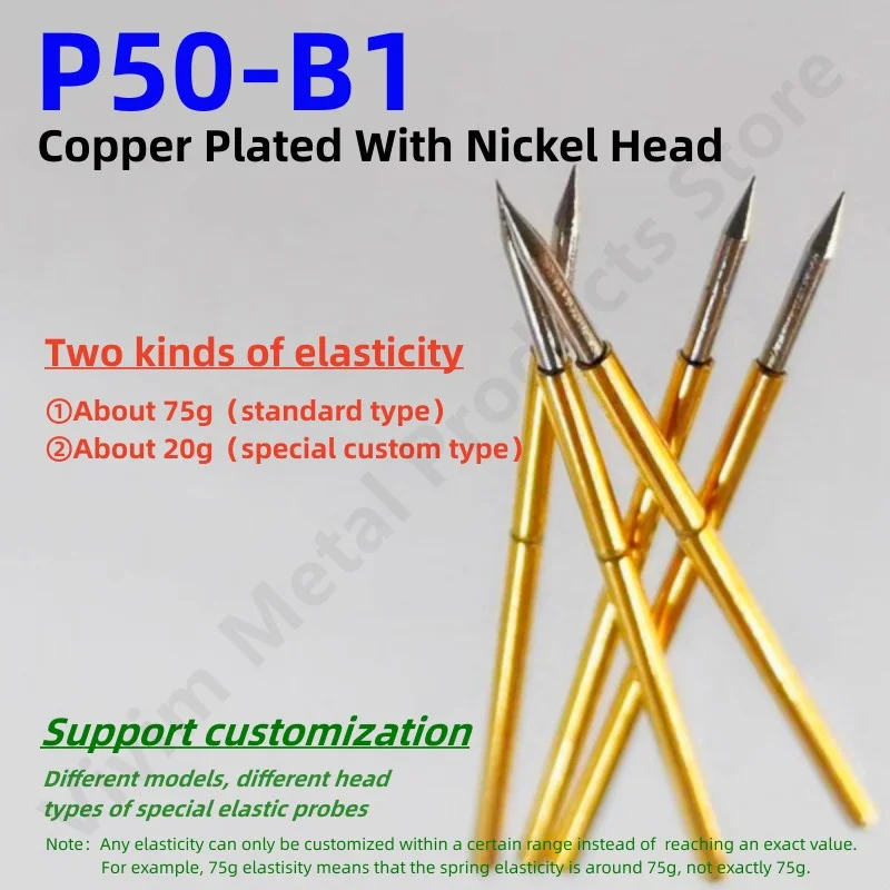 20/100PCS P50-B1 Spring Test Probe Test Pin Pogo Pin P50-B Electric ICT FCT PCB Test Tool 0.48/0.68/16.35mm Needle Sharp TipHead