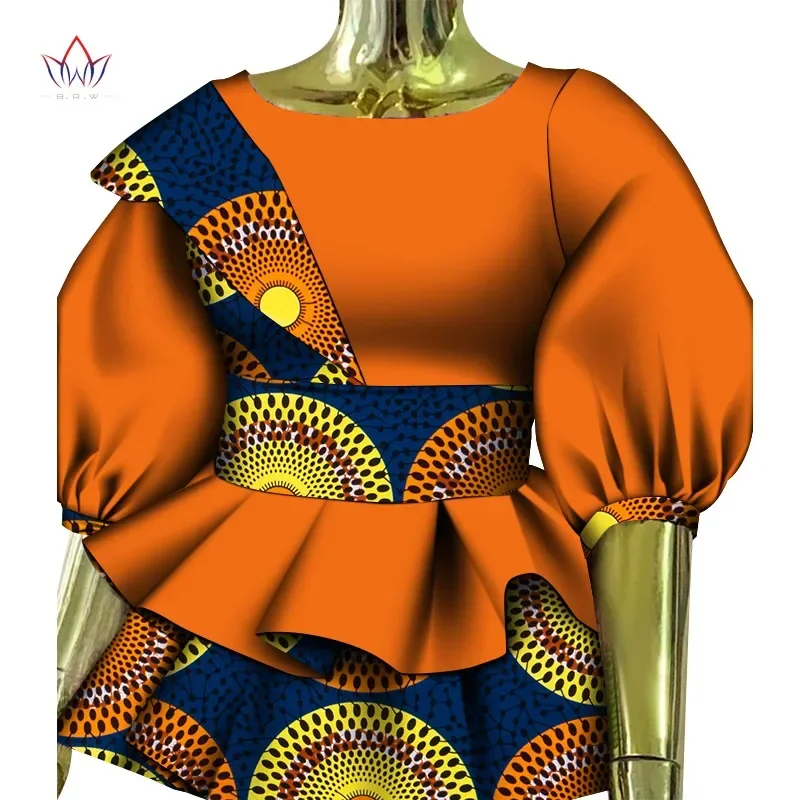 Bintarealwax African Women Shirt Fashion Packwrok Tops Double Pendulum Designs Women\'s Shirts Plus Size  African Clothing WY647