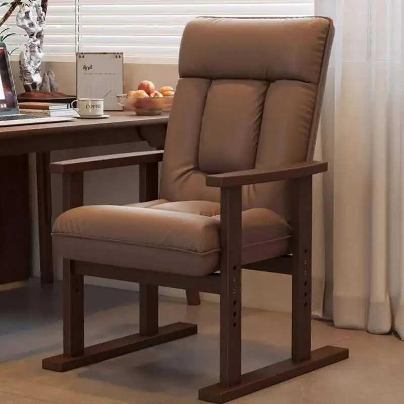 كرسي كمبيوتر من الخشب الصلب، كرسي أريكة مريح المستقرة، دراسة، كرسي مكتب، مسند ظهر قابل للطي، كرسي للاستلقاء للأشخاص الكسالى