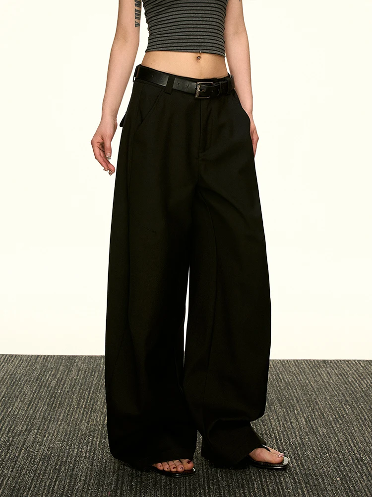 Aaisup American Retro Wide Leg Suit Pants Women's Casual Spring Autumn High Waist Straight Leg Loose Fit Versatile Lazy Style