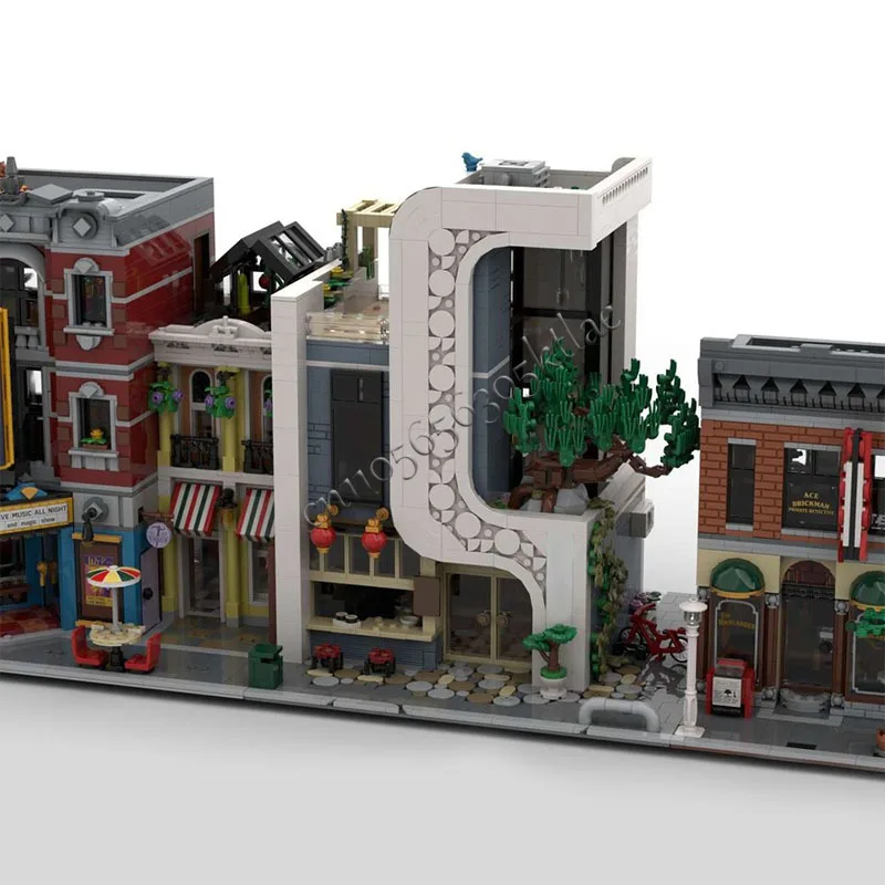 2295PCS MOC Modern City Street View Sushi House Building Model DIY Custom Puzzle Technology Creative Assembly Kids Toys Gifts