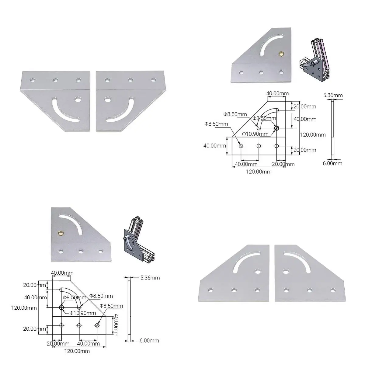 1PCS 90 Degree 180 Steering Connecting Plate 4040 Connector Locking Block For 4040 V-slot Aluminum Profile Angle Holder view 3