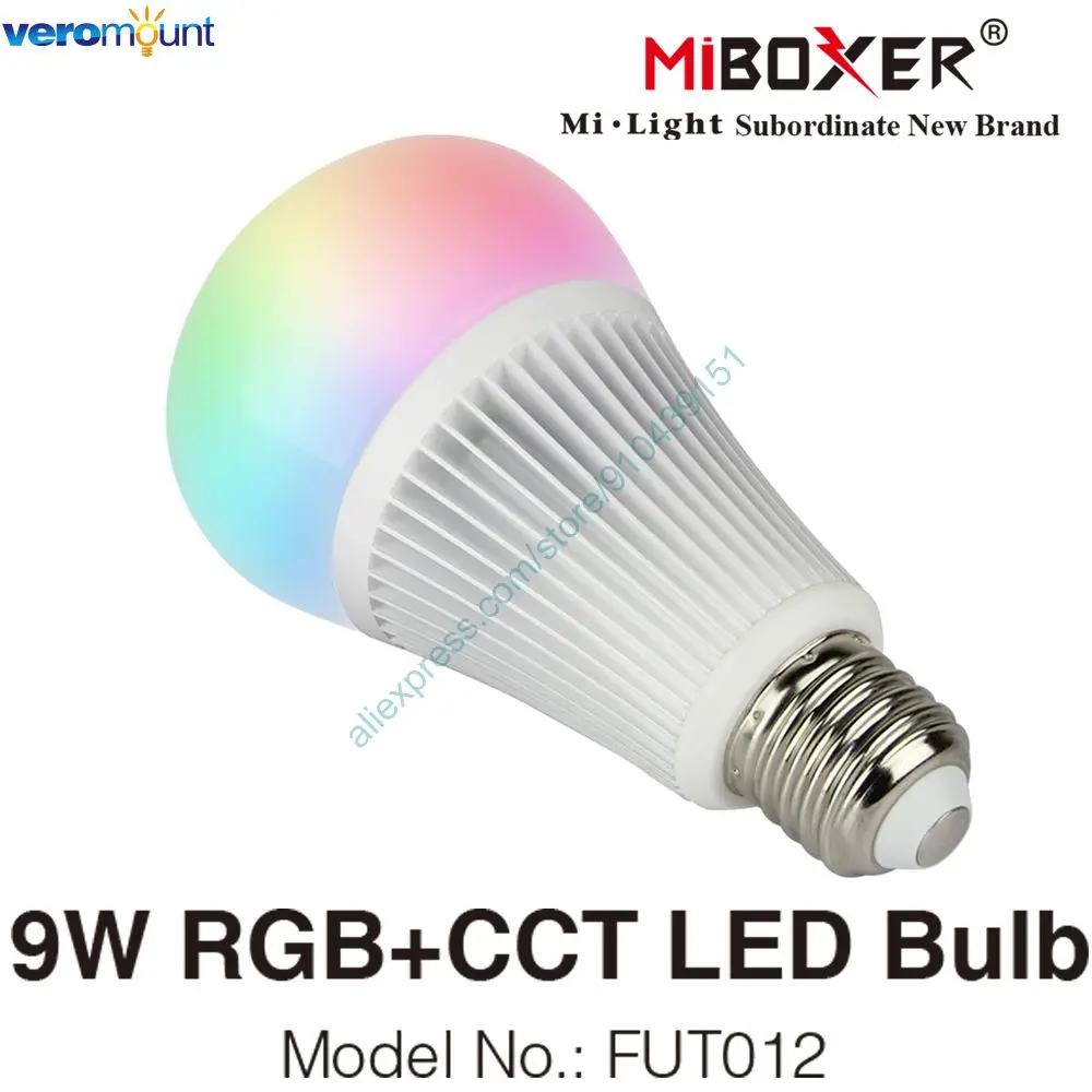 

Miboxer FUT012 AC110V 220V E27 9W RGB+CCT Smart 2.4G RF Brightness/Color Temperature Adjustable LED Bulb WiFi APP Voice Control