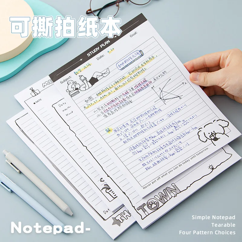 A5 Kawaii Memo Pad 30 Sheets Lined Student Learning Note Paper Easy Tear Line Office School Supplies Notepad Korean Stationery