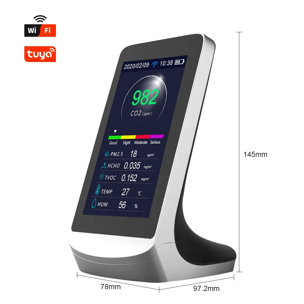 Dienmern New DM72B WIFI Portable CO2 Quality Detector LCD Display PM2.5/Temperature/Humidity Sensor Tester,Tuya WIFI Connection