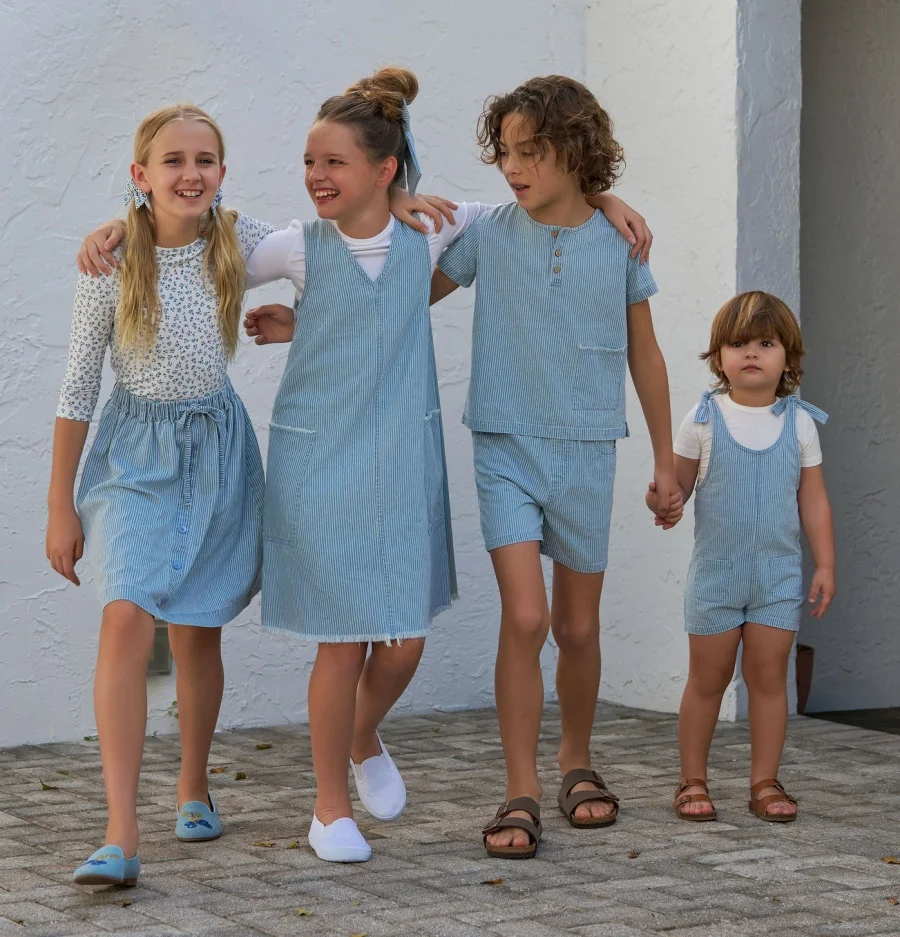 AS SS25 Summer Pinstripe Denim Collection brother and sister matching clothes