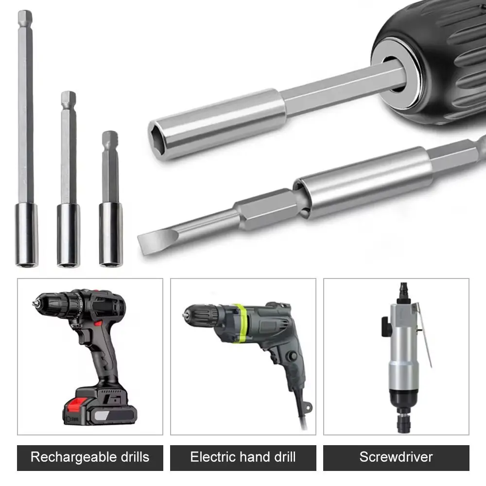 3PCS Hexagonal Handle Screw Bit Extension Rod Long Handle Magnetic Extended Connecting Rod Tool Accessories Non-slip Hand Tools