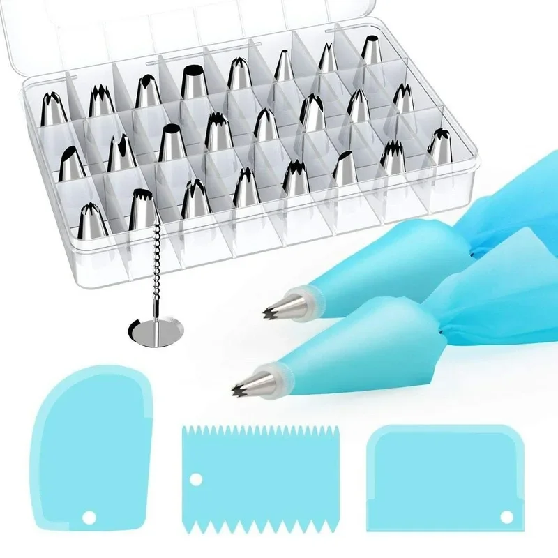 32Pcs Cake Decorating Tools Kit DIY Cake Tool Set w/ Icing Piping Bags Cupcake Baking Tool Reusable