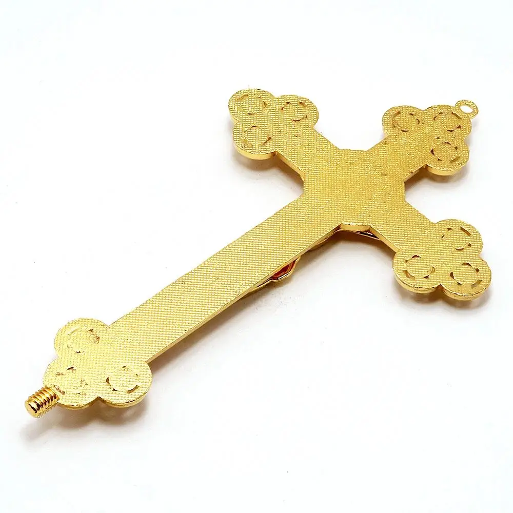 Metal jesus cristo cross Church inlaid pearl Gold crucifixo kreuz escapulario catolico Red Blue catholic cross Christian Gift