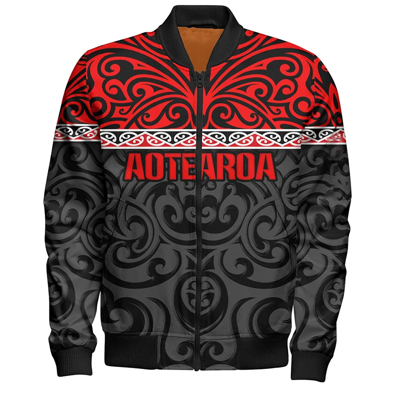 Autumn Vintage 3D New Zealand National Flag Maori Tattoo Printing Jacket NZ Ethnic Emblem Graphic Jackets Fashion Mens Clothing