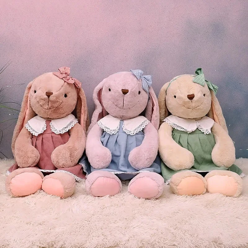 Soft Rabbit With Dress Plush Toy Doll Kids Birthday Gift Cute Long Ears Bunny Stuffed Animal Toys Girl Gifts