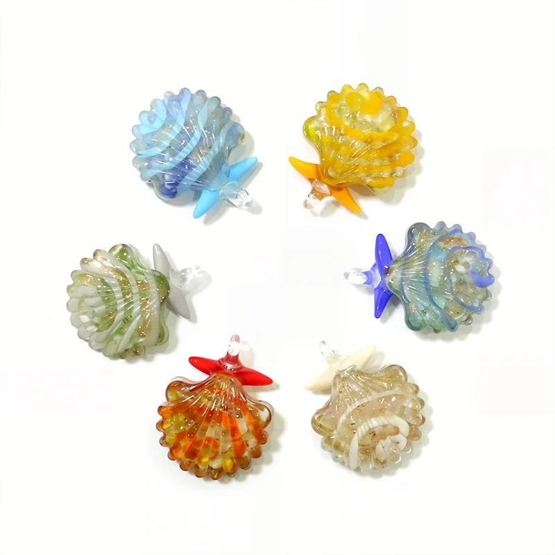 

6pcs Cute Mini Sea Shell Model Charms Glass Pendant DIY Craft Supplies Aquarium Decor Perfect Gift for Handmade Lovers Aquarists
