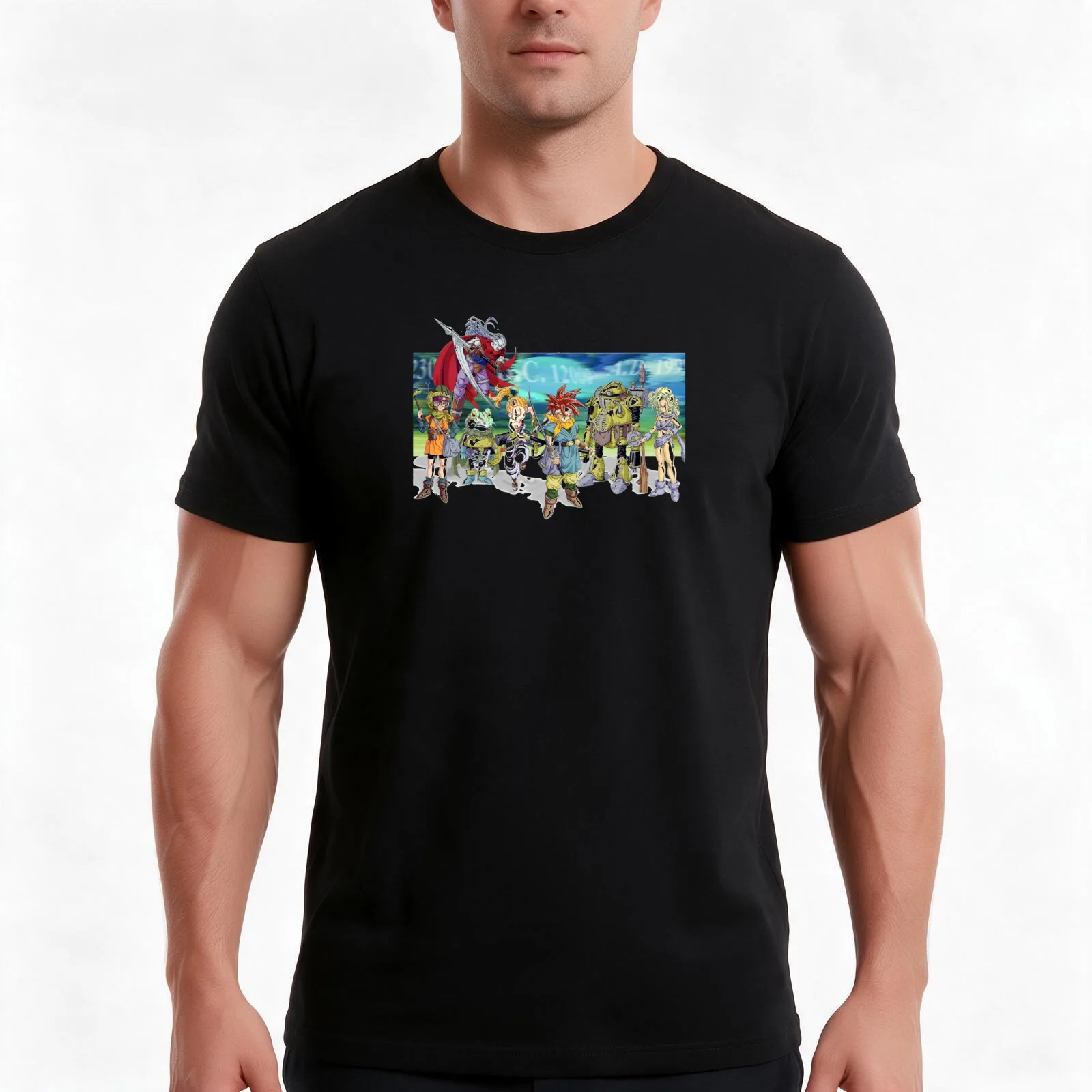 Chrono crew T-Shirt, Summer Casual Cotton Tee, Oversized Streetwear Tops, Vintage Graphic Print, Loose Fit Short Sleeve