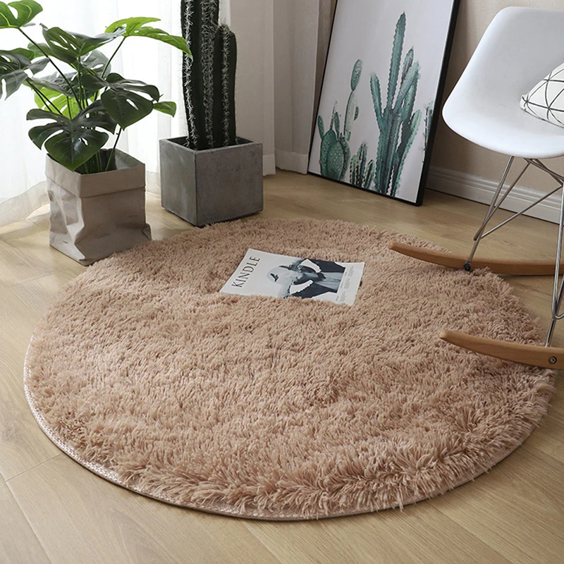 Fluffy Wool Rug Living Room Carpets Faux Fur Round Mat Kids Room Long Plush Rugs Home Bedroom Decor Shaggy Carpet