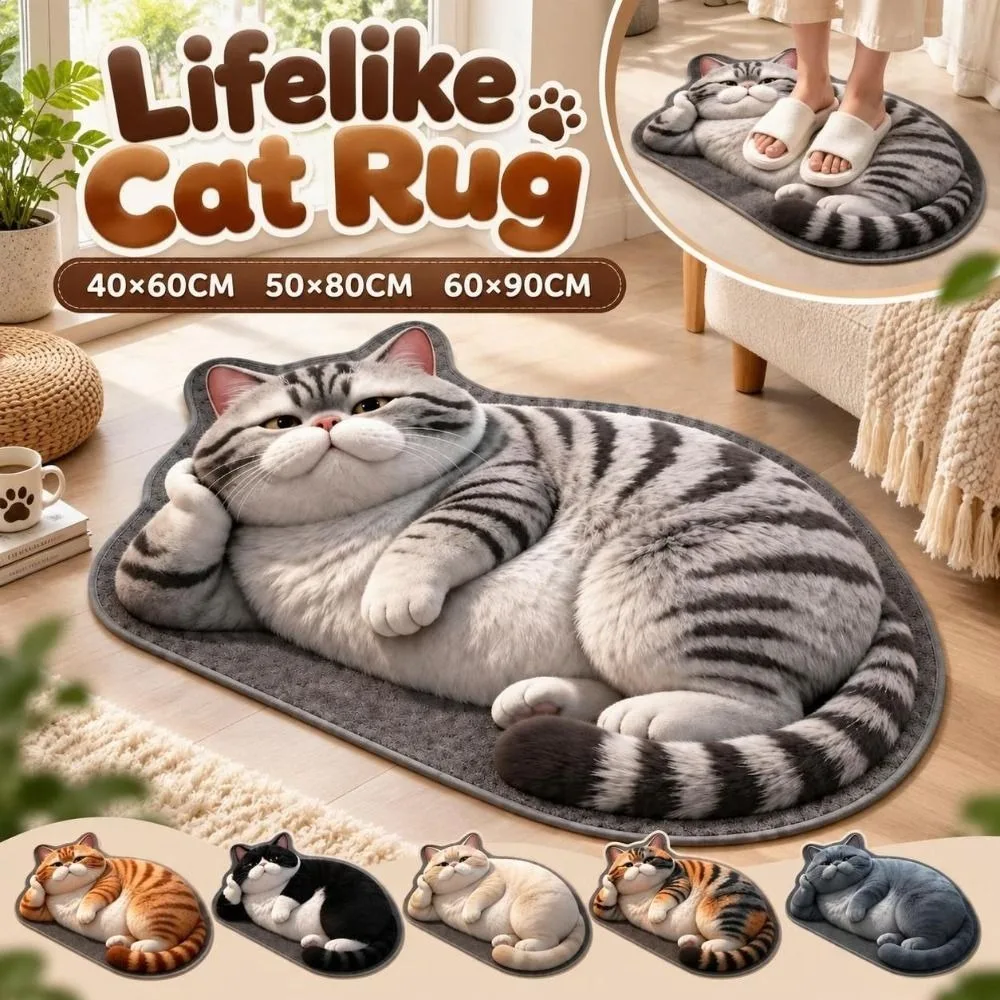 Diatomaceous Earth Lifelike Cat Floor Mat 40×60CM 50×80CM 60×90CM Non-slip Bathroom Carpet Water-absorbing Washable