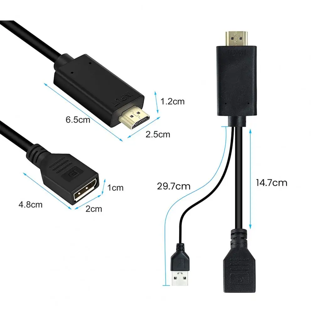 USB Connector PVC HDMI-compatible to DisplayPort Converter Cable Good Performance Lightweight Converter Cable for PC