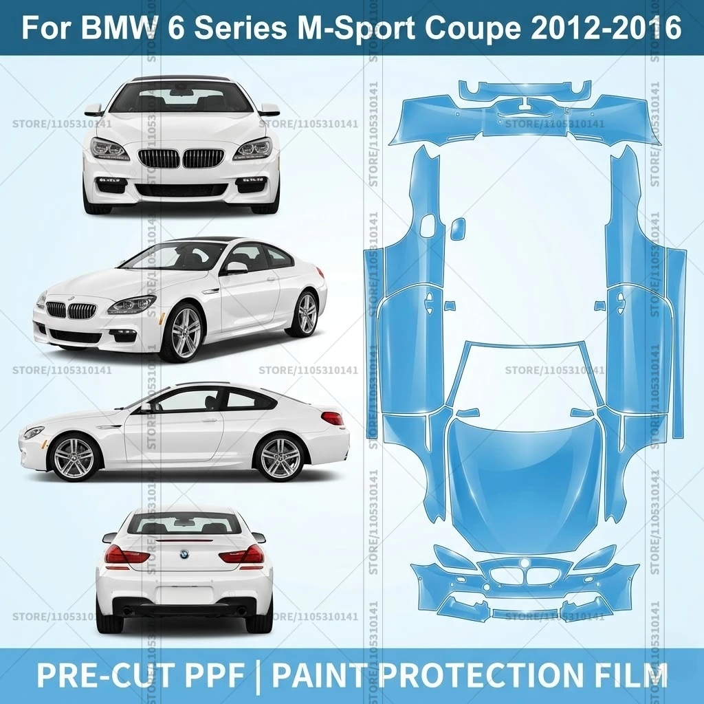 

Для BMW 6 серии M-Sport Coupe 2012-2016: Предварительно вырезанная прозрачная защитная пленка PPF для автомобиля, полная защита кузова