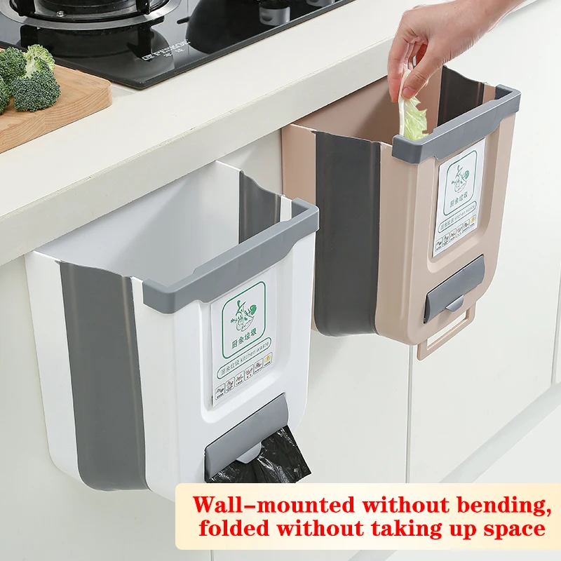 Foldable Storage Garbage Counter Cabinet Wall Mounted Can Camping Portable Caravan Motorhome Car Hanging Trash Bin