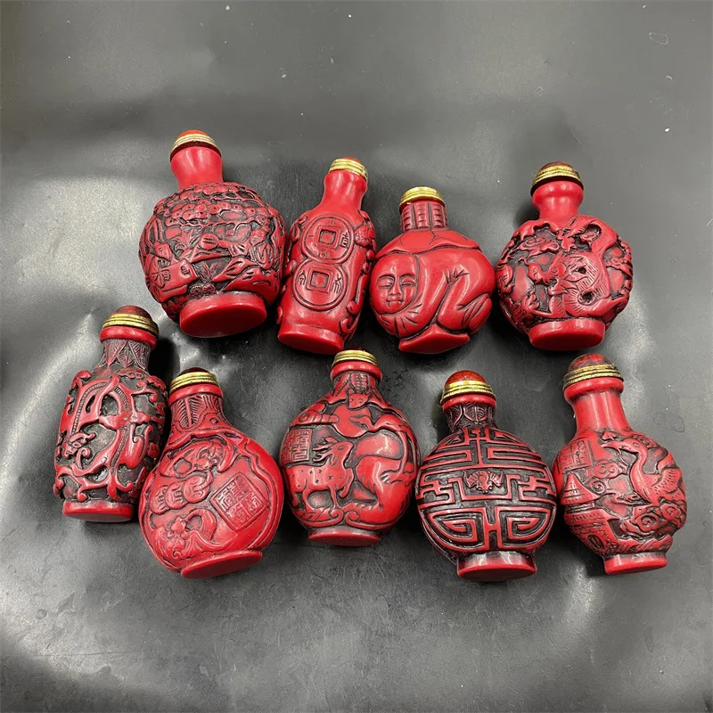 Vintage Optimized Red Imitation Ornament Blue Turquoise Snuff Bottle