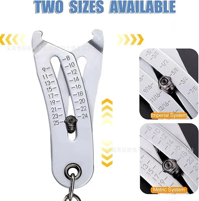 Portable Precision Thread Size Checker Keychain Portable Thread Measuring Identification Tool for Outdoor Maintenance