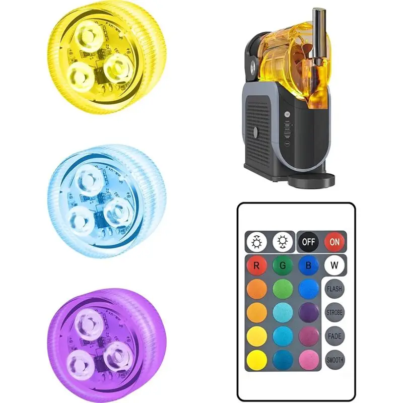 Luces LED tipo cápsula AT14 para Ninja Slushi FS301/FS300, 16 colores y 4 modos, sin instalación, luz RGB impermeable, paquete d