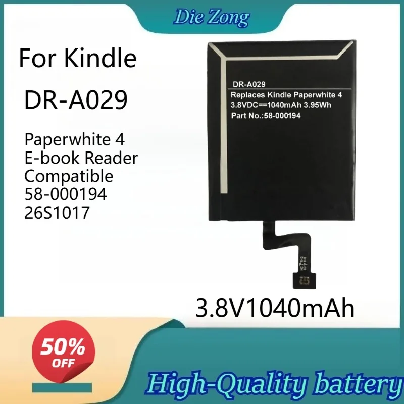 

HighqualityDR-A029 3.8V1040mAh Battery For Kindle Paperwhite 4 E-book Reader Compatible 58-000194 26S1017 Rechargeable Batteries