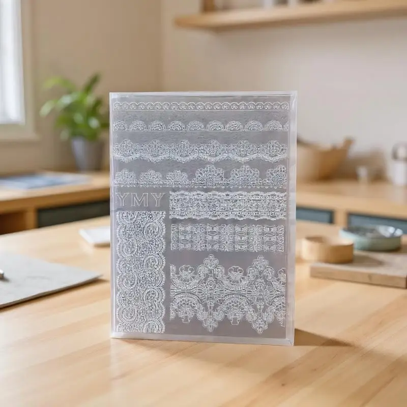 Stampi per unghie 3D in silicone fai da te, modelli di design trasparenti per nail art con nastro in pizzo, decorazioni per gioielli artigianali