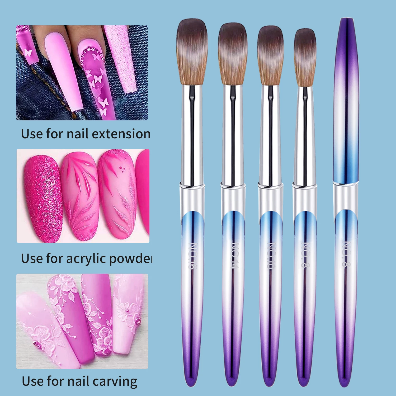 Acrylic Nail Brush Set - 3D Builder Gel Brush and Drawing Pen for Salon-Quality Manicures at Home