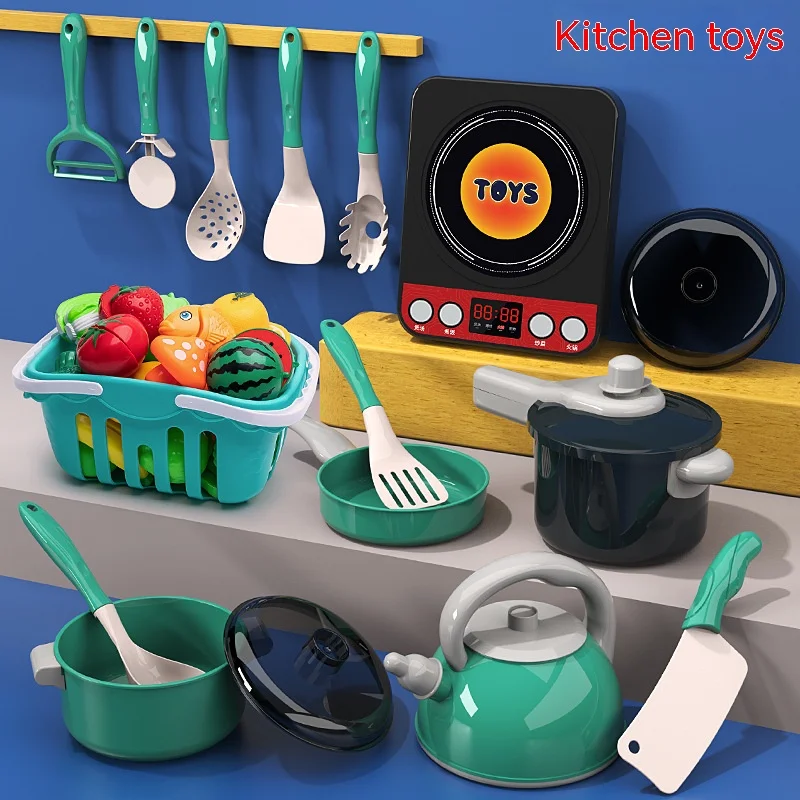 

Kids Kitchen Toys Set Simulated Food Cut Fruit and Vegetable Games Pretend Play Cooking Food Cookware Montessori Toy Girl Gift