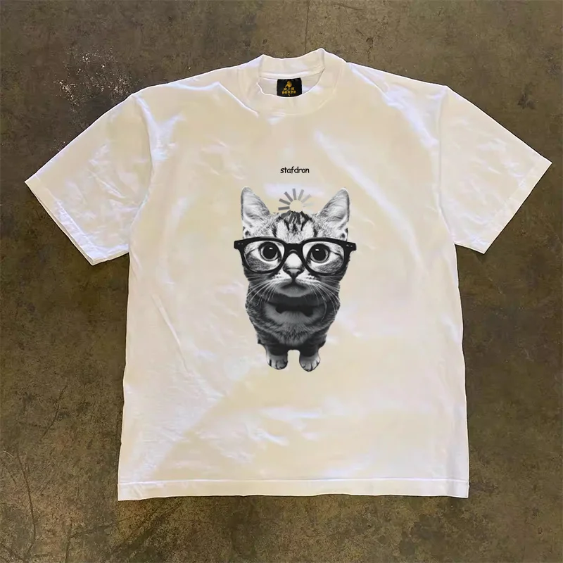 Loose Fit Cotton T-Shirt Unisex Short Sleeve Double Thread UPUPXIA Hero Print Sweat Absorbent round Neck Casual Summer Top