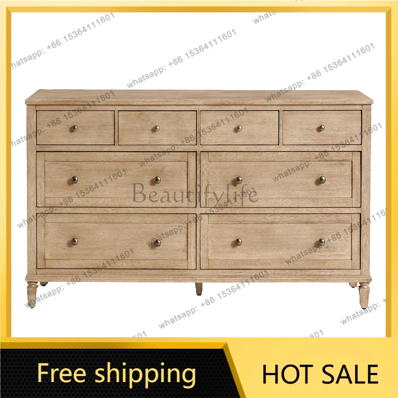 Zj. American country solid wood bedroom bedside locker 8 chest cabinet customization