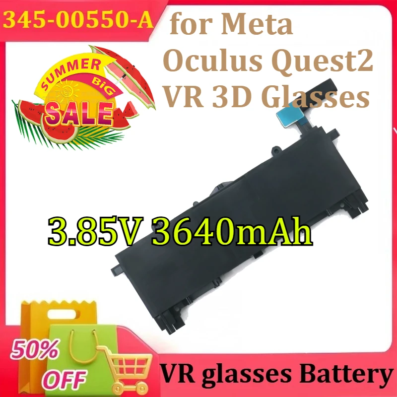 

New 345-00550-A for Meta Oculus Quest2 VR 3D Glasses Helmet Battery 3.85V 3640mAh