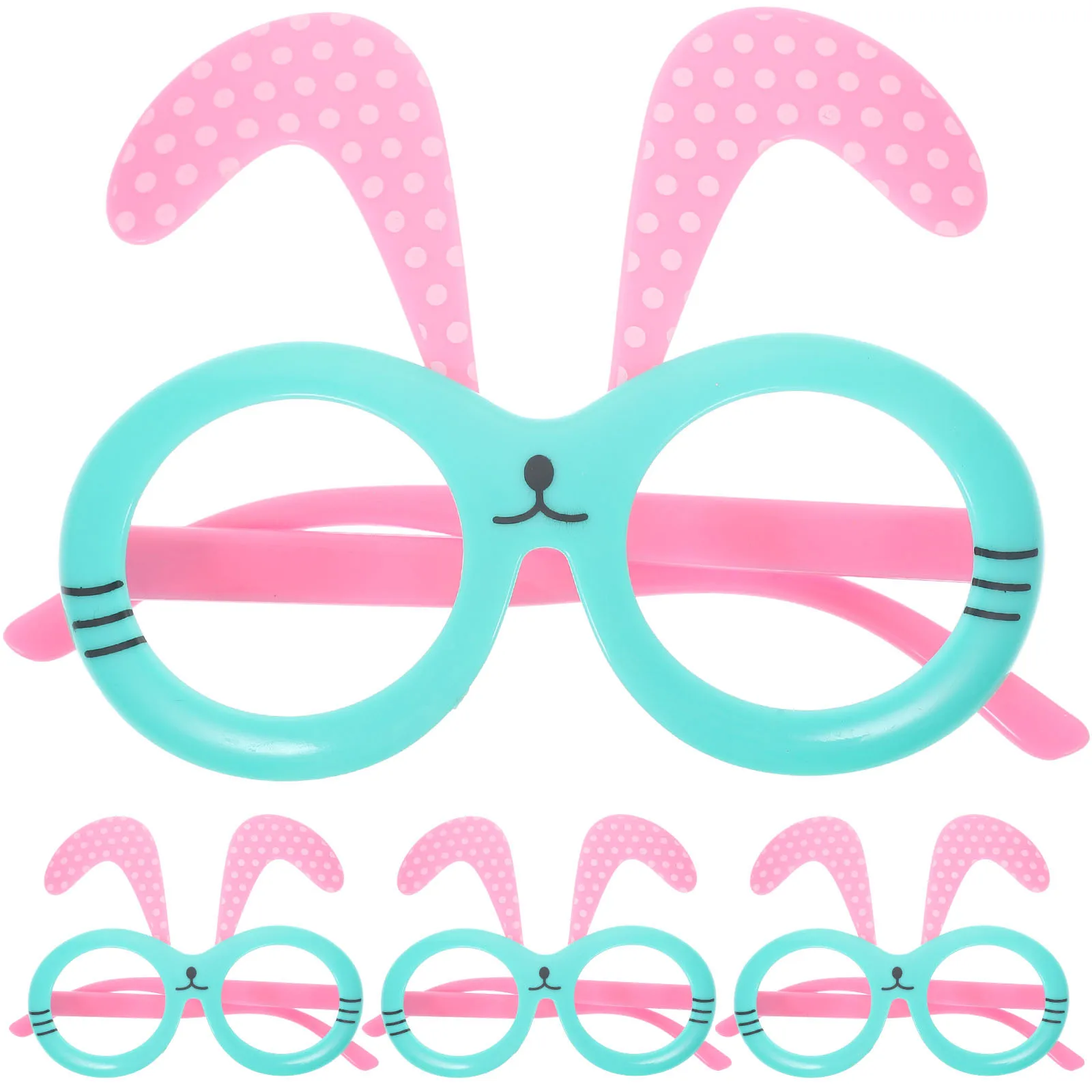 4개입 부활절 토끼 귀 안경 원사이즈 토끼 귀 프레임 어린이 부활절 파티 포토 부스 용품 토끼 안경 코스튬 안경
